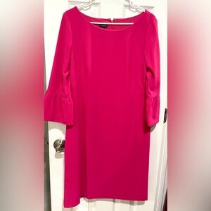 Talbots Fuchsia Pink Bell Sleeve 3/4 Sleeve Shift Dress size 10